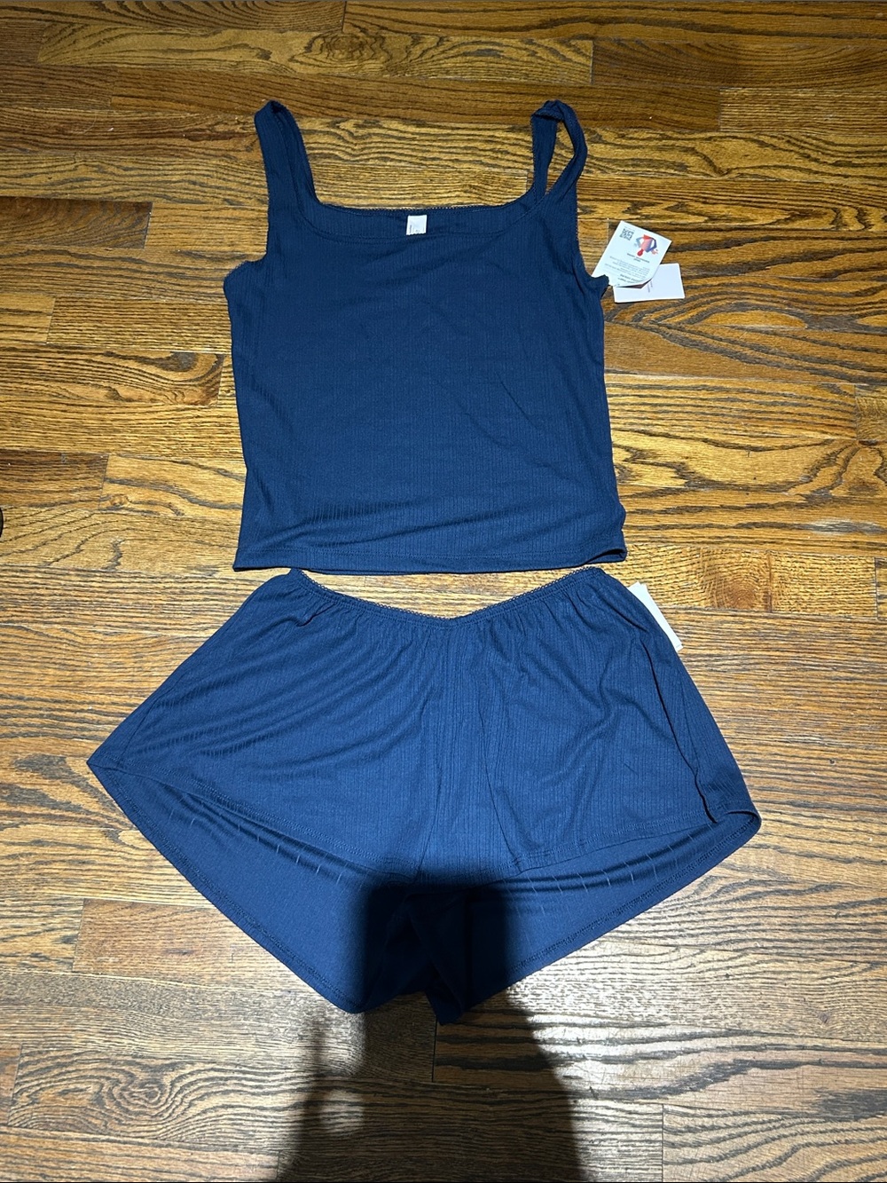 Auden Navy Ribbed Tank & Short Sleep Set - Picture 2 of 11